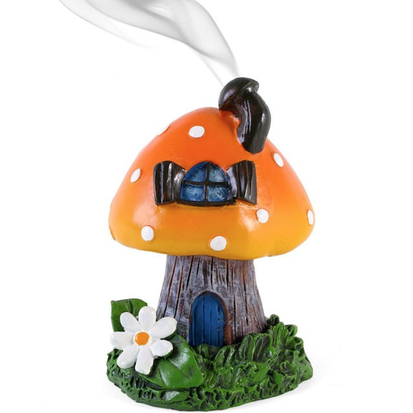 Incense Cone Holder Orange Toadstool 